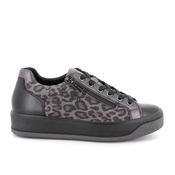 Sneakers da donna grigio e nero con zip Sneakers da donna grigio e nero con zip