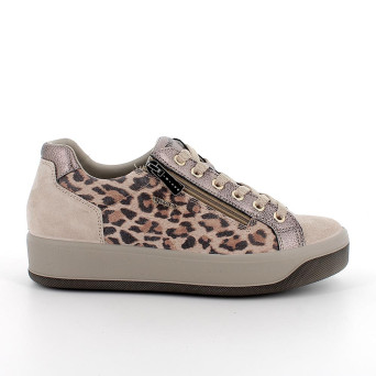 Sneakers da donna beige e marrone con zip Sneakers da donna beige e marrone con zip