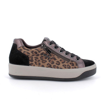 Sneakers da donna marrone e nero con zip Sneakers da donna marrone e nero con zip