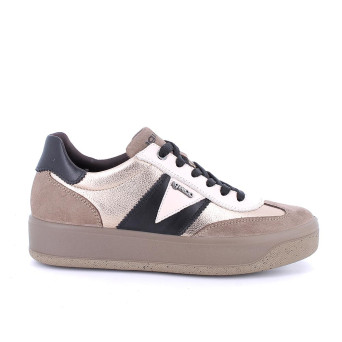 Sneakers da donna platino e beige con lacci Sneakers da donna platino e beige con lacci