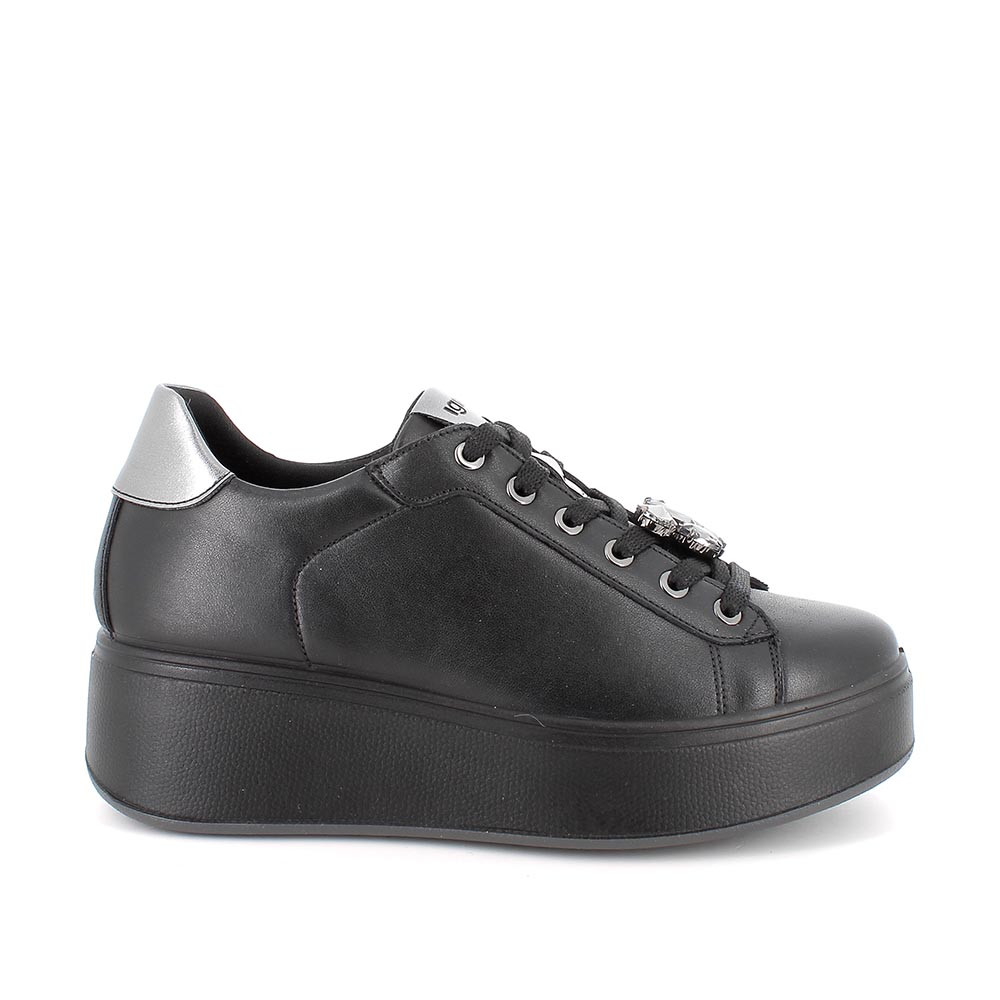 Sneakers&#x20;con&#x20;zeppa&#x20;da&#x20;donna&#x20;nero&#x20;con&#x20;lacci