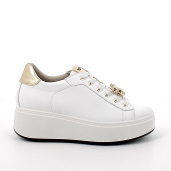 Sneakers con zeppa da donna bianco con lacci Sneakers con zeppa da donna bianco con lacci