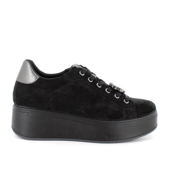 Sneakers con zeppa da donna nero con lacci Sneakers con zeppa da donna nero con lacci