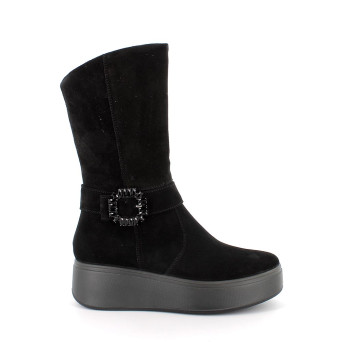 Boots with wedge for women black with zip Boots with wedge for women black with zip
