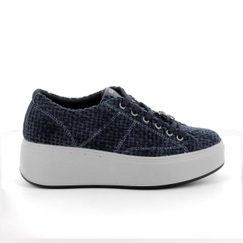 Sneakers con zeppa da donna blu con lacci Sneakers con zeppa da donna blu con lacci