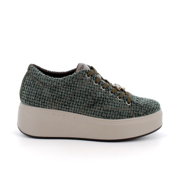 Sneakers con zeppa da donna verde con lacci Sneakers con zeppa da donna verde con lacci