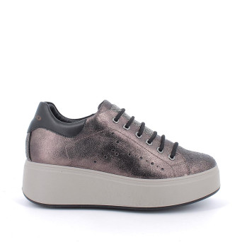 Sneakers con zeppa da donna marrone con lacci Sneakers con zeppa da donna marrone con lacci