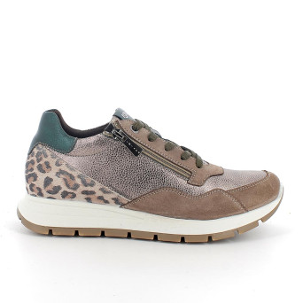 Sneakers da donna platino e beige con zip Sneakers da donna platino e beige con zip