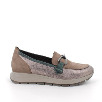 Mocassini da donna platino e beige Mocassini da donna platino e beige