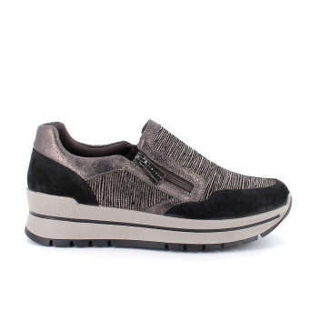 Slip on da donna platino e marrone con zip Slip on da donna platino e marrone con zip