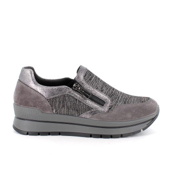 Slip on da donna argento e grigio con zip Slip on da donna argento e grigio con zip