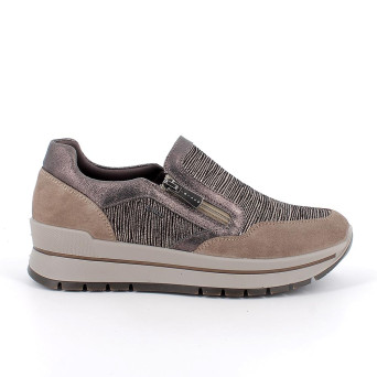 Slip on da donna platino e beige con zip Slip on da donna platino e beige con zip