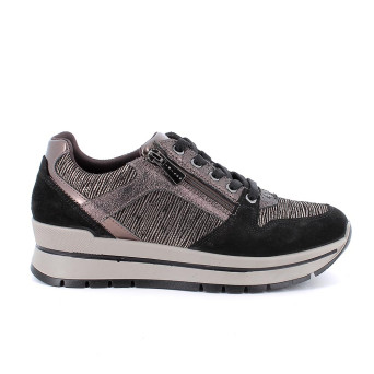 Sneakers da donna platino e nero con zip Sneakers da donna platino e nero con zip