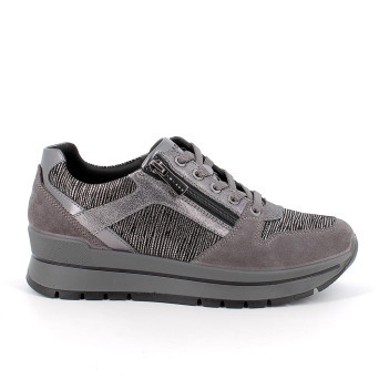 Sneakers da donna argento e grigio con zip Sneakers da donna argento e grigio con zip
