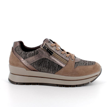 Sneakers da donna platino e marrone con zip Sneakers da donna platino e marrone con zip