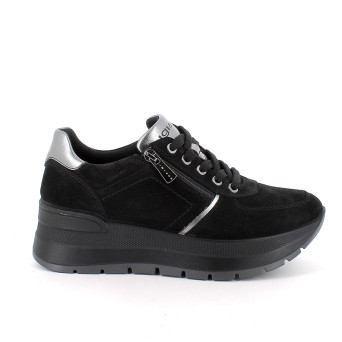 Sneakers con zeppa da donna nero con zip Sneakers con zeppa da donna nero con zip