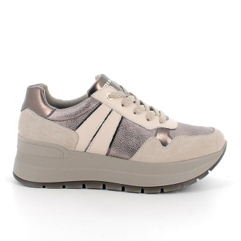 Sneakers with wedge for women beige with laces Sneakers with wedge for women beige with laces