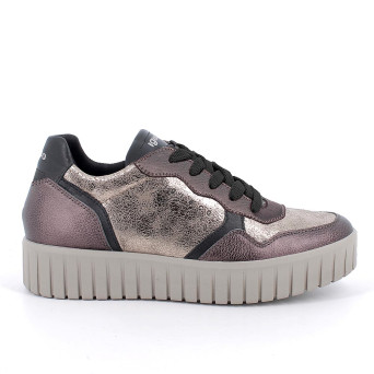 Sneakers with wedge for women brown and platinum with laces Sneakers with wedge for women brown and platinum with laces
