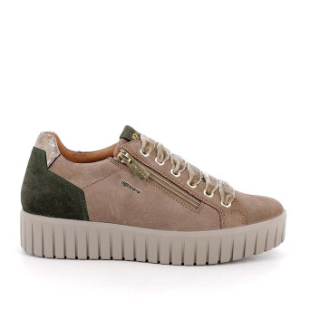 Deportivo con cuña para mujer beige con cremallera Deportivo con cuña para mujer beige con cremallera