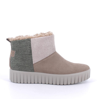 Half boot with wedge for women beige and green with zip Half boot with wedge for women beige and green with zip