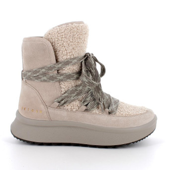 Half boot with wedge for women beige with laces Half boot with wedge for women beige with laces