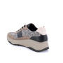 Deportivo con cuña para mujer beige y gris con cordones Deportivo con cuña para mujer beige y gris con cordones