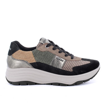Sneakers with wedge for women brown and black with laces Sneakers with wedge for women brown and black with laces