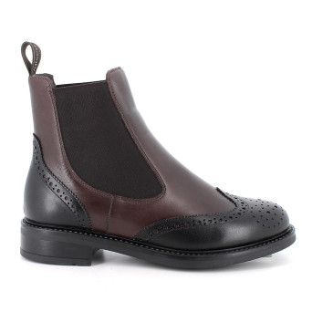 Stivaletti beatles da donna marrone e nero con elastico Stivaletti beatles da donna marrone e nero con elastico