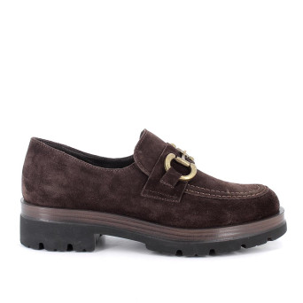 Mocassins with heel for women brown with elastic Mocassins with heel for women brown with elastic