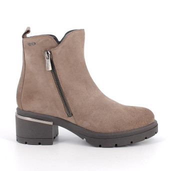 Half boots with heel for women beige with zip Half boots with heel for women beige with zip