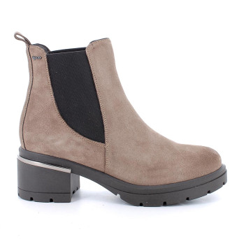 Stivaletti con tacco da donna beige con elastico Stivaletti con tacco da donna beige con elastico