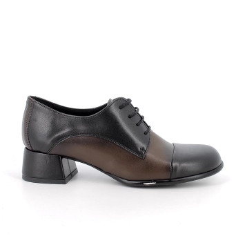Lace-up shoe with heel for women brown and black with laces Lace-up shoe with heel for women brown and black with laces