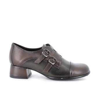 Zapato de tacón para mujer marron y verde con hebilla Zapato de tacón para mujer marron y verde con hebilla