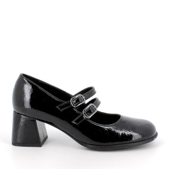 Zapato de salón con tacón para mujer negro con hebilla Zapato de salón con tacón para mujer negro con hebilla