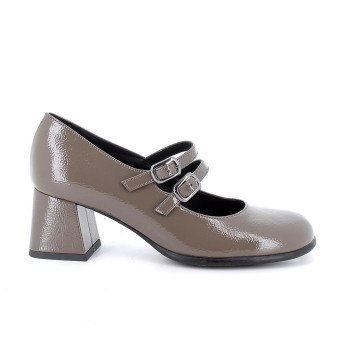 Décolleté con tacco da donna beige e marrone con fibbia Décolleté con tacco da donna beige e marrone con fibbia