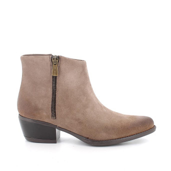 Stivaletti con tacco da donna beige con zip Stivaletti con tacco da donna beige con zip