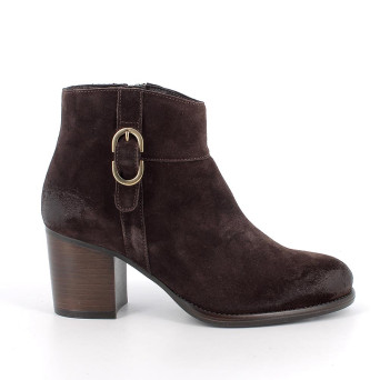 Bottine avec talon pour femme brun avec zip Bottine avec talon pour femme brun avec zip