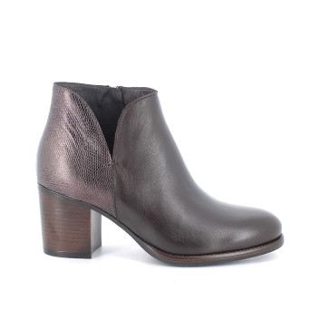 Stivaletti con tacco da donna marrone con zip Stivaletti con tacco da donna marrone con zip