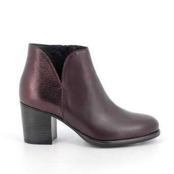 Bottine avec talon pour femme bordeaux avec zip Bottine avec talon pour femme bordeaux avec zip