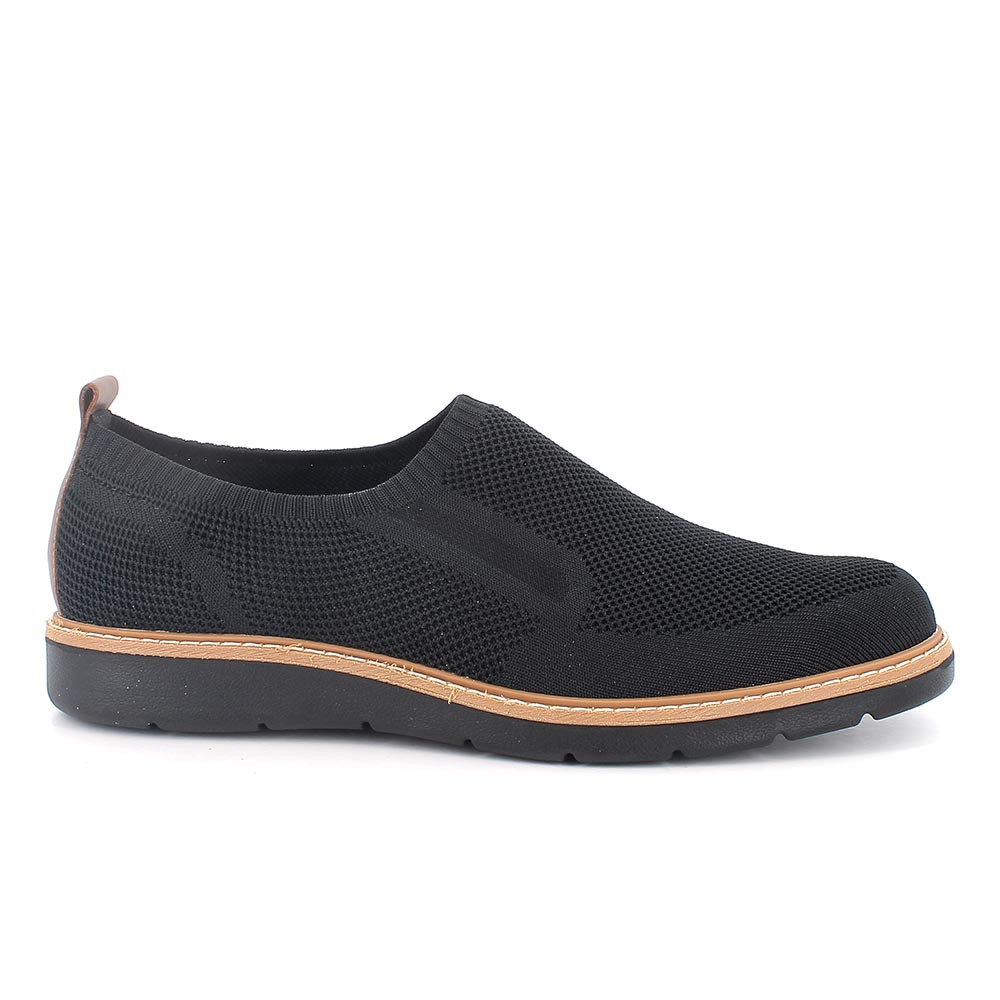 Slip on with sock for men black with elastic