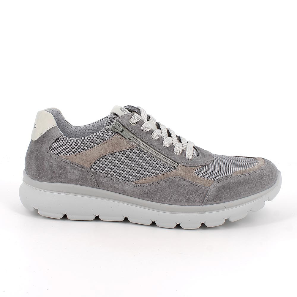 Sneakers da uomo grigio con zip