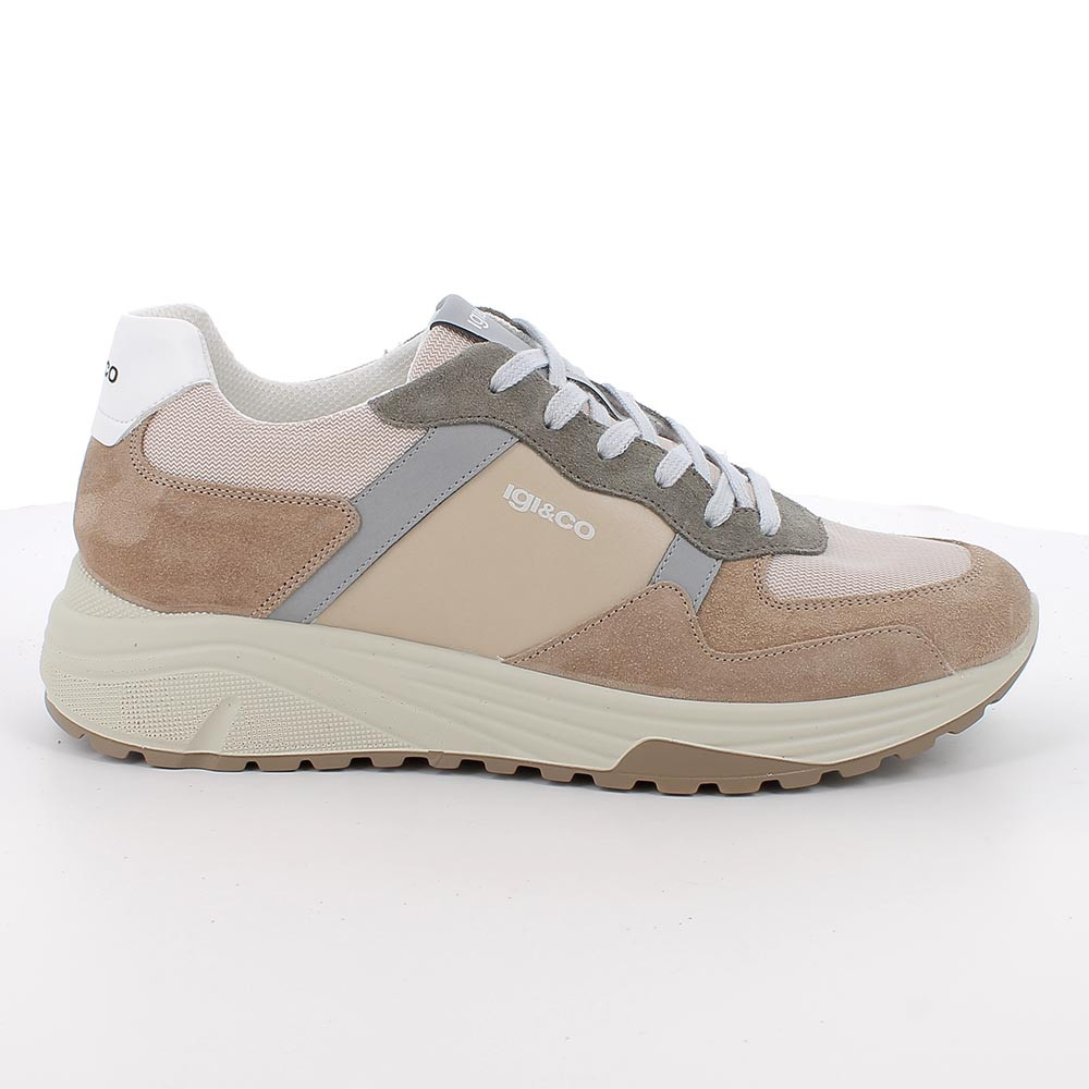 Sneakers da uomo marrone e beige con lacci