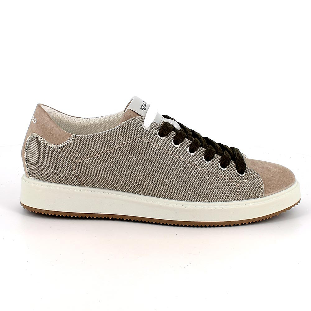Sneakers da uomo beige e grigio con lacci