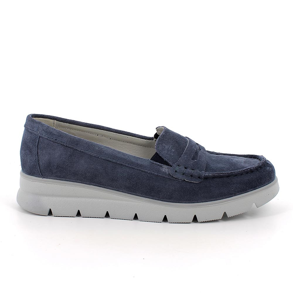 MOKASSINS MIT KEIL FUER FRAUEN BLAU MIT ELASTIK