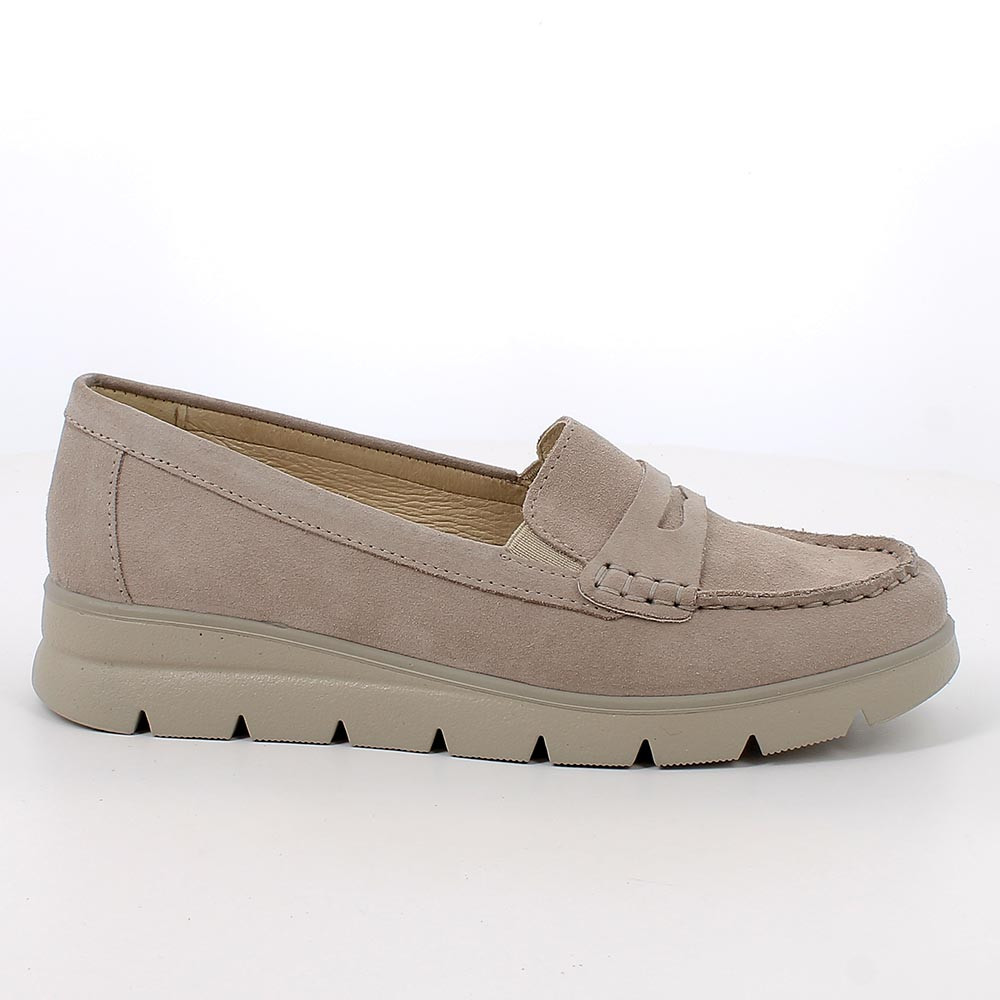 MOKASSINS MIT KEIL FUER FRAUEN BEIGE MIT ELASTIK