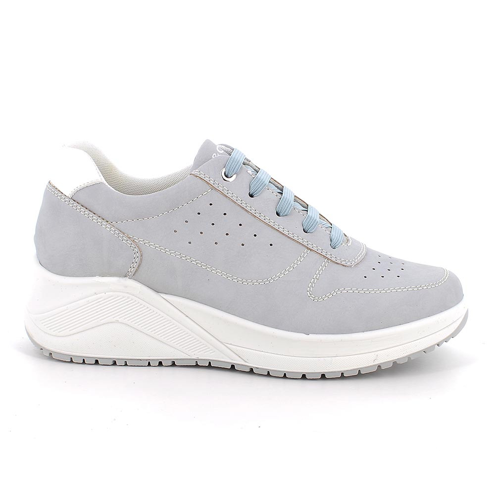 SNEAKERS WITH WEDGE FOR WOMAN  LIGHT BLUE WITH LACES