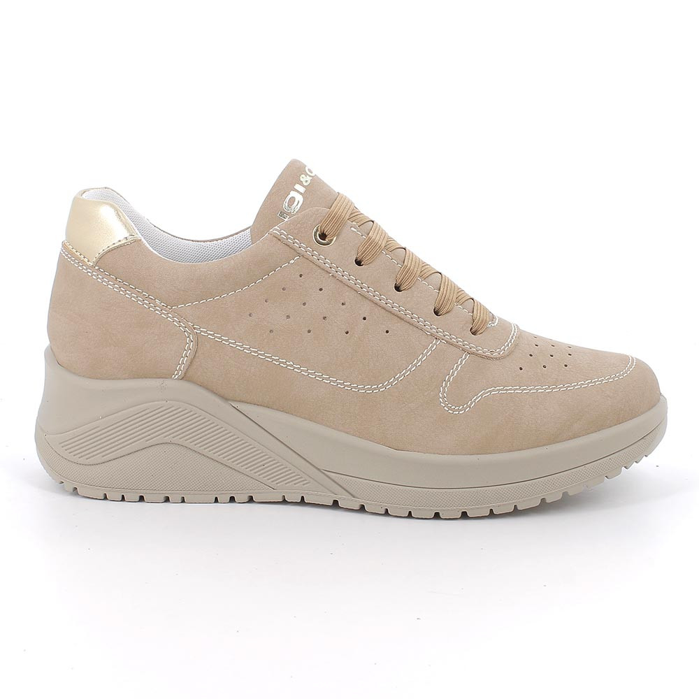 SNEAKERS WITH WEDGE FOR WOMAN  BEIGE WITH LACES
