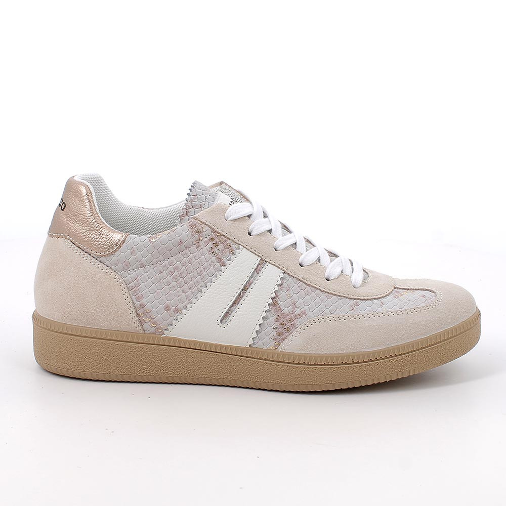 SNEAKERS FOR WOMAN  BEIGE AND PLATINUM WITH LACES