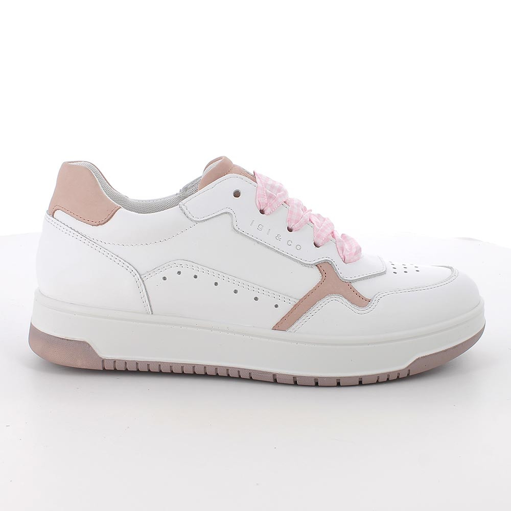 SNEAKERS FOR WOMAN WHITE AND  PINK WITH LACES