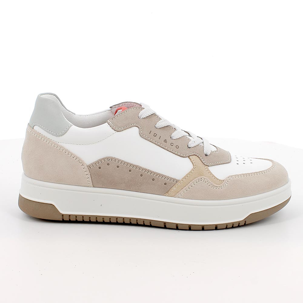 SNEAKERS FOR WOMAN  BEIGE AND WHITE WITH LACES